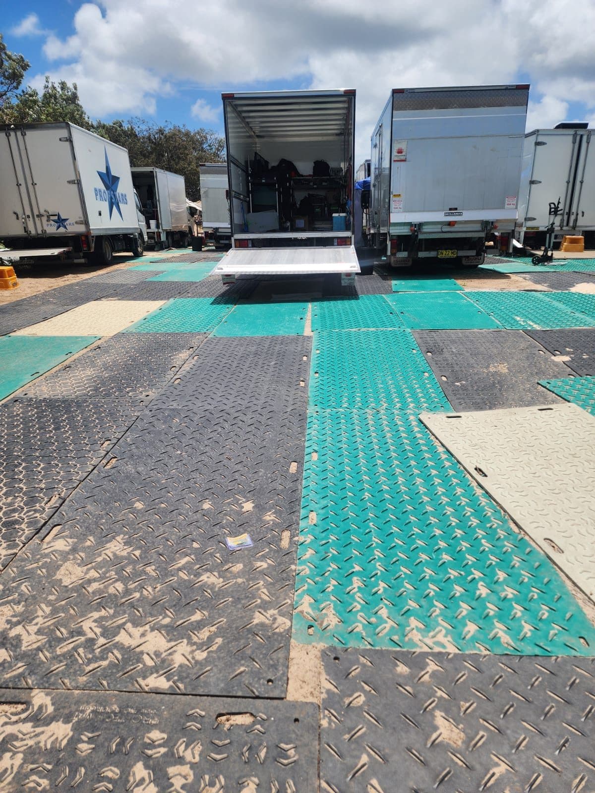 Track mats laid out for vehicle access